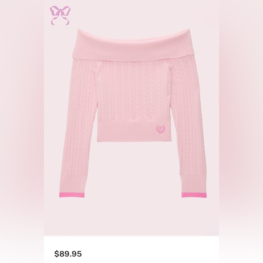 PINK X LoveShackFancy Off The Shoulder Sweater limited edition collaboration NWT
